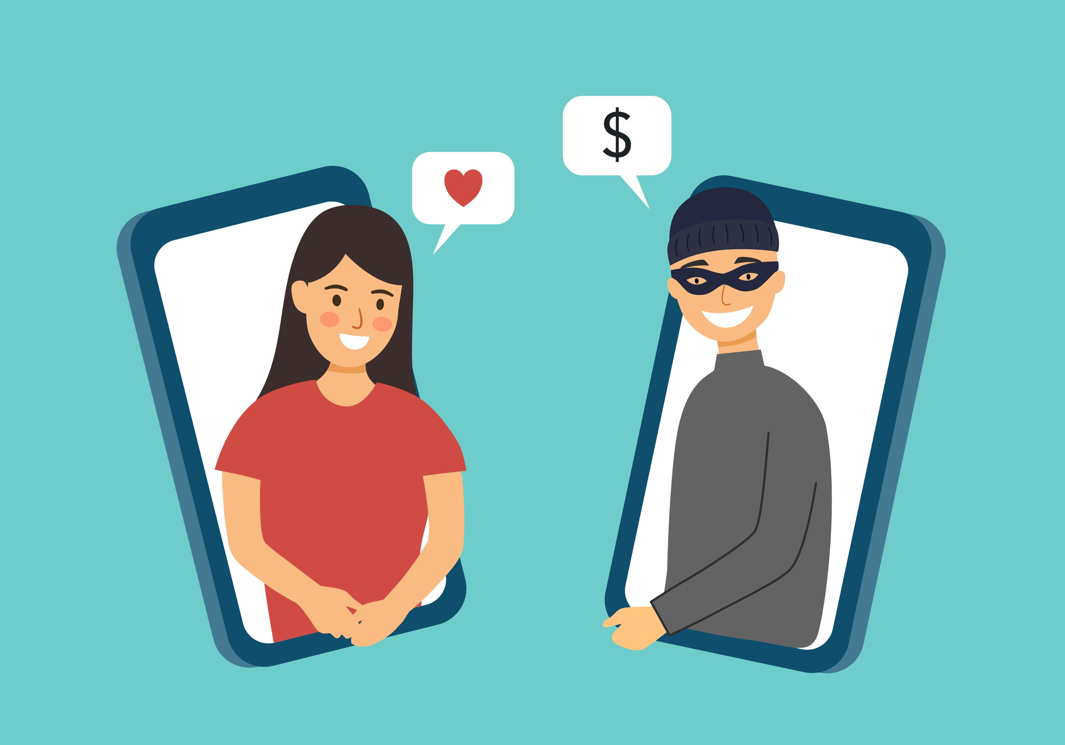 Darstellung eines Online--Scams (Love Scam); Detektiv bei Liebesbetrug, PRivatdetektiv Romance Scam